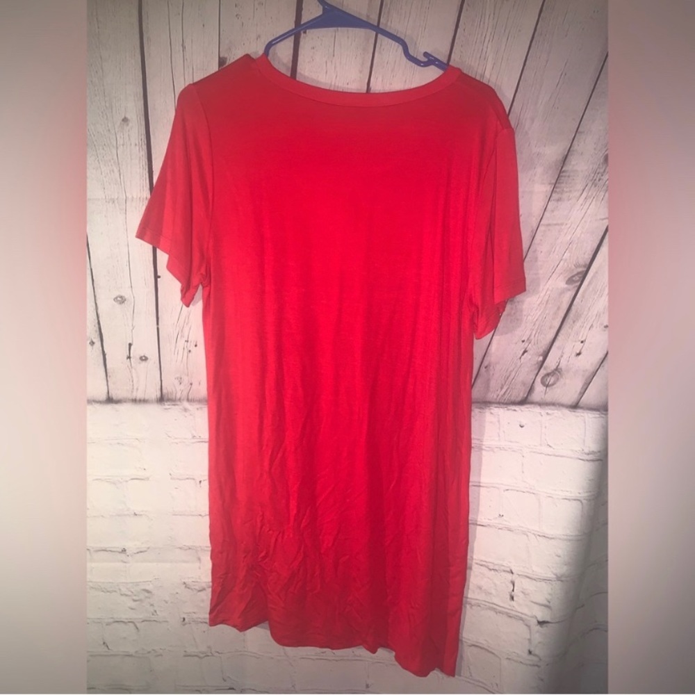 Red short sleeve casual knot twist tunic top - Picture 3 of 3